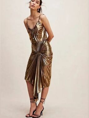🆕️ Georgia Hardinge x Free People Dazed Dress in Gold Metallic
